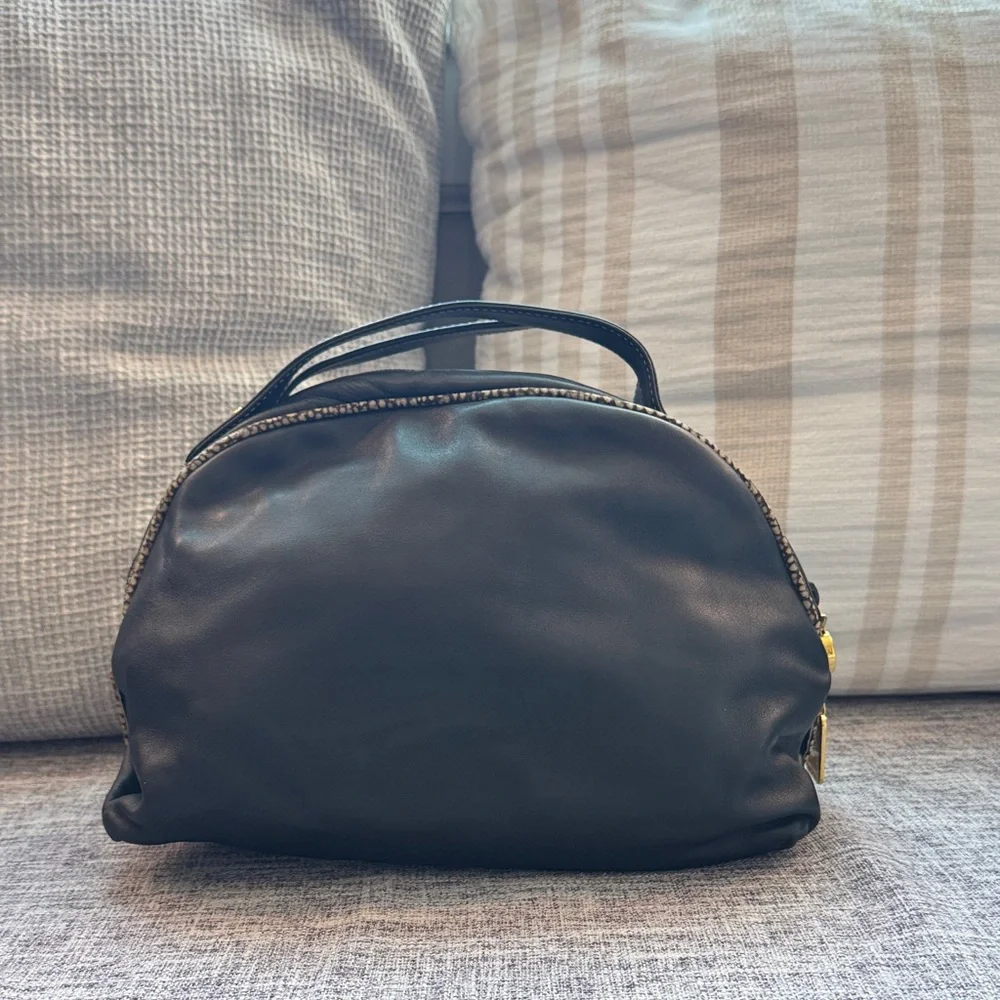 Borbonese Rare Black Leather Dome Handbag